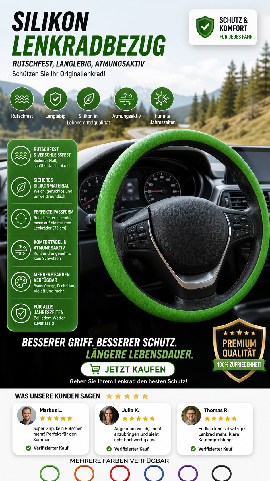 🎁 Heißer Verkauf 🔥 Silikon-Lenkradbezug für das ganze Jahr