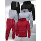 Set aus Kapuzenpullover und Jogginghose für Herren, Sportanzug aus Polyester, einfarbig, langärmelig, leicht dehnbarer Strickstoff
