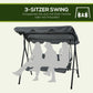 Outsunny Hollywoodschaukel mit Sitzpolster, 3-Sitzer Gartenschaukel mit verstellbarem Sonnendach, Schaukelbank belast bis 240 kg, für Garten, Terrasse, 172 x 110 x 153 cm