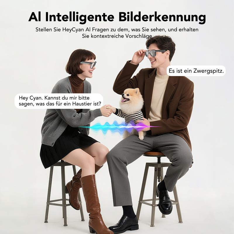 KI-Smart-Brille mit ChatGPT, 8-MP-Kamera und HD 1200P 4K-Videoaufzeichnung, Echtzeitübersetzung in über 160 Sprachen, Bluetooth 5.4, HiFi-Audio- und Musiksteuerung, intelligente Sonnenbrille mit Videoaufzeichnung für unterwegs