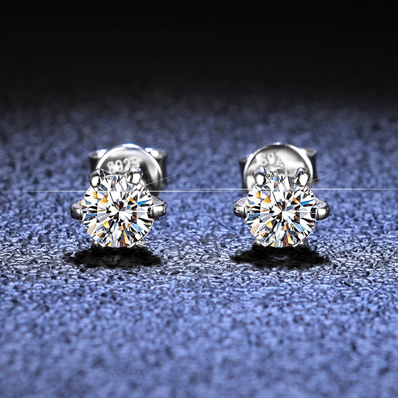 Atemberaubende klassische Diamantohrstecker mit sechs Krappen