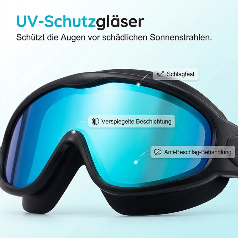 Schwimmbrille für Kinder, 2er-Set – beschlagfreie Schwimmbrille mit Ohrstöpseln, Weitwinkel-Design, bequeme Schwimmbrille aus Silikon für Jungen und Mädchen