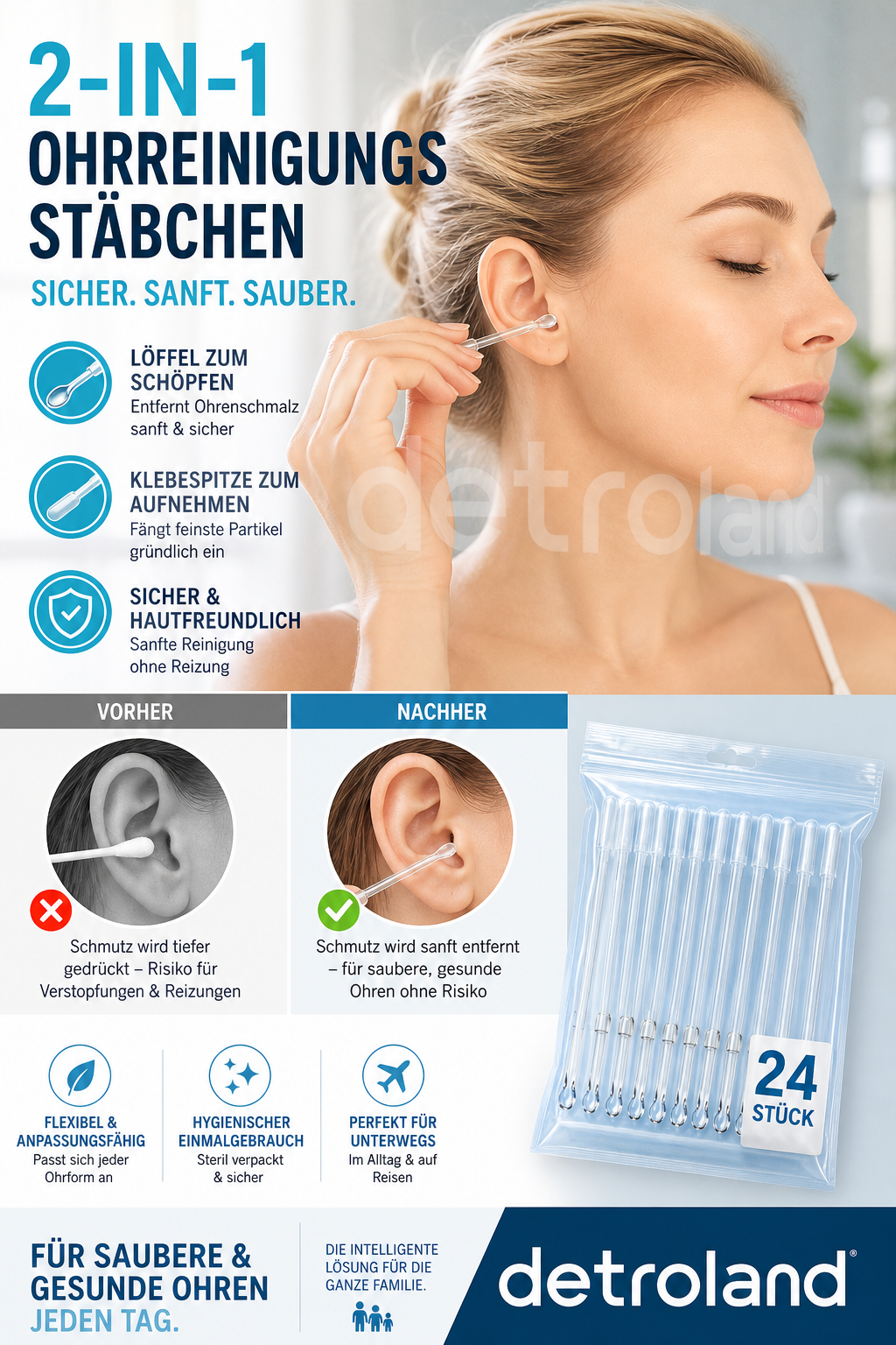 👂Doppelt wirksame, klebrige Ohrreinigungsstäbchen🧹✨