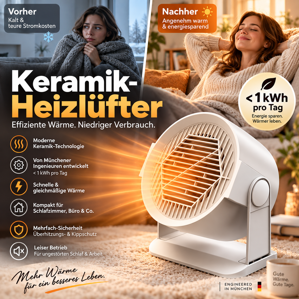 Tragbares Warmluft-Oszillationsgebläse