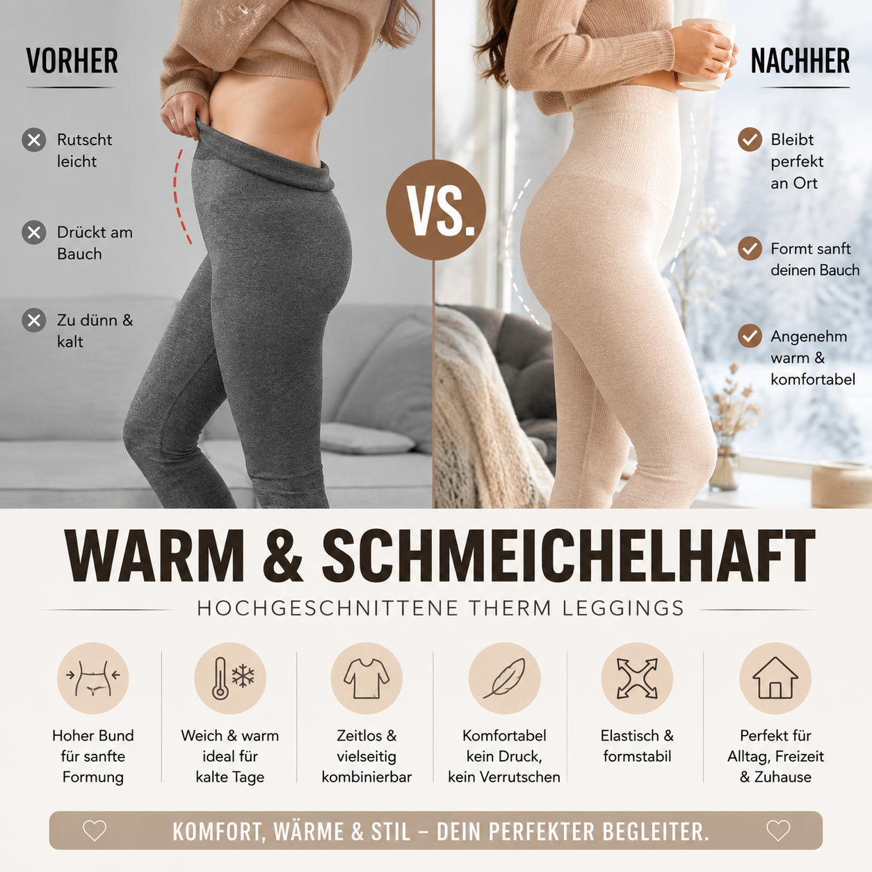 👖 Moderne schlichte warme Leggings