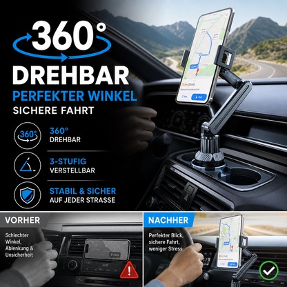 360° drehbare und verstellbare Autohalterung für Trinkbecher