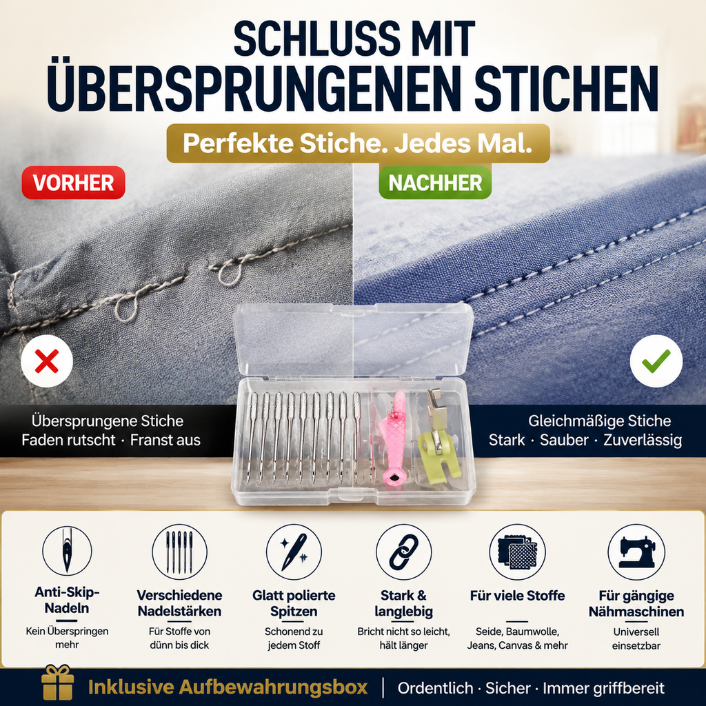 🧵 Nähmaschinennadeln Set gegen Sprungstiche