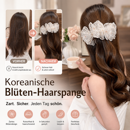 🌸 Koreanischer Banane-Haarclip mit Blumen-Tüll