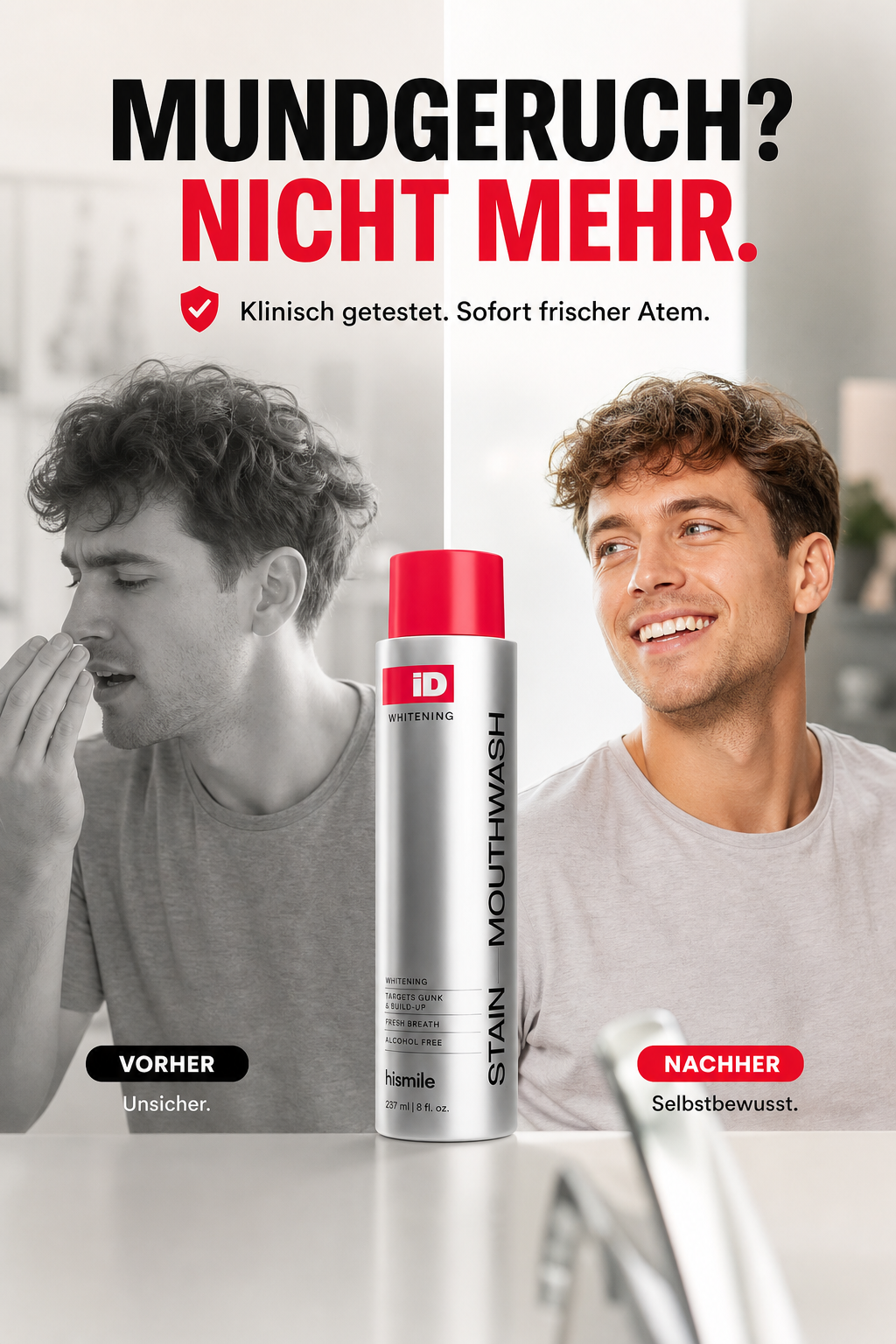 Professionelle Mundspülung zur Fleckenentfernung und Zahnaufhellung