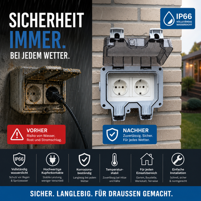 ⚡ Industrie-Steckdose mit IP66-Schutzklasse – absolut wasserdicht, korrosionsbeständig & mit hochwertigen Kontakten aus Kupfer für maximale Sicherheit bei Regen 🌧️