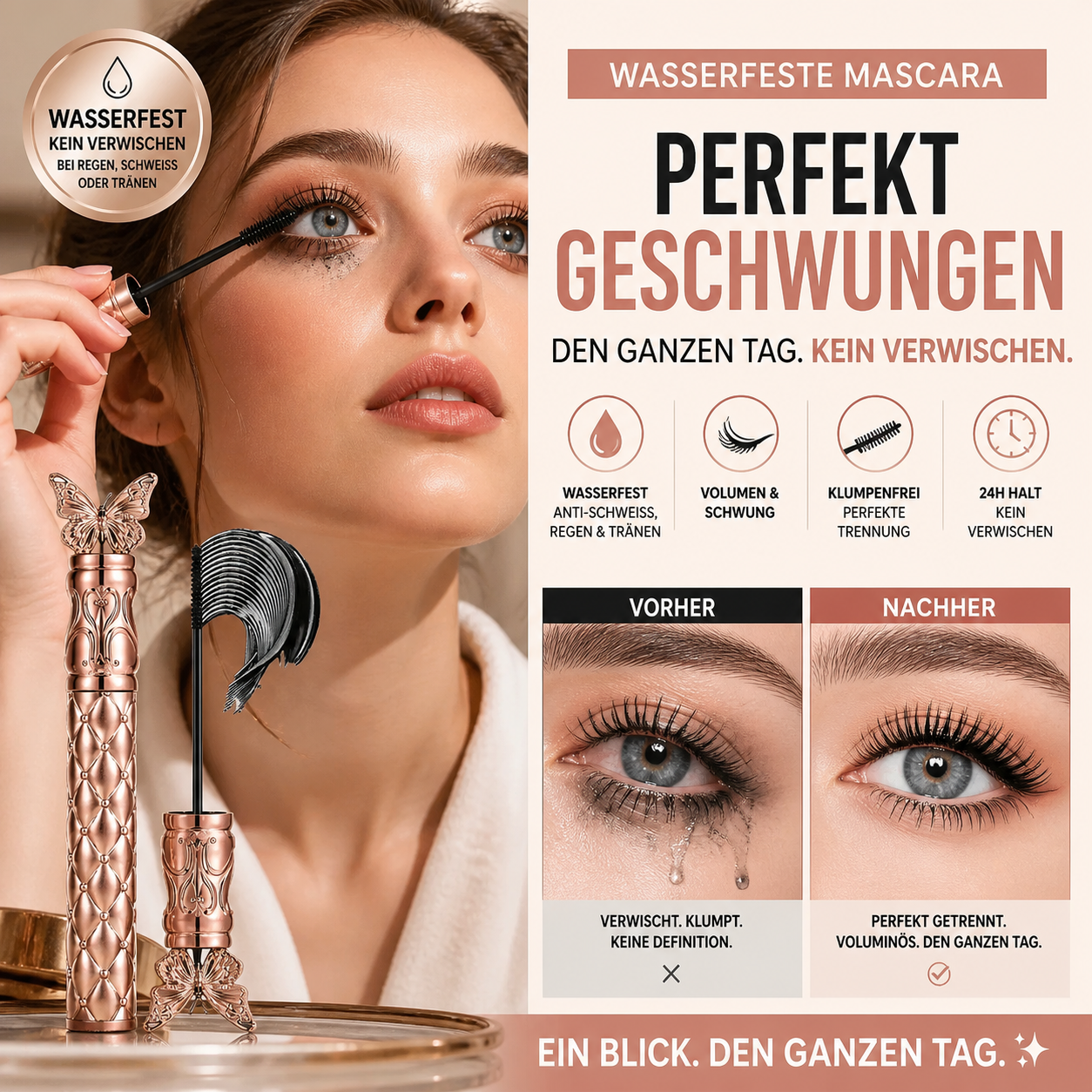 Wasserfeste Mascara für langanhaltenden Schwung