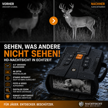 4.5‑Zoll‑Nachtsichtbrille mit 4K‑Ferrooptik