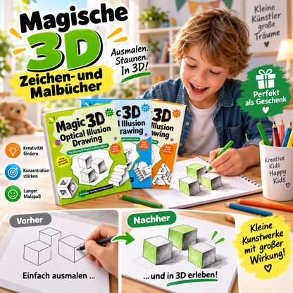 ✨Zauber‑3D‑Malbuch mit Nachzeichnungsvorlagen!✨