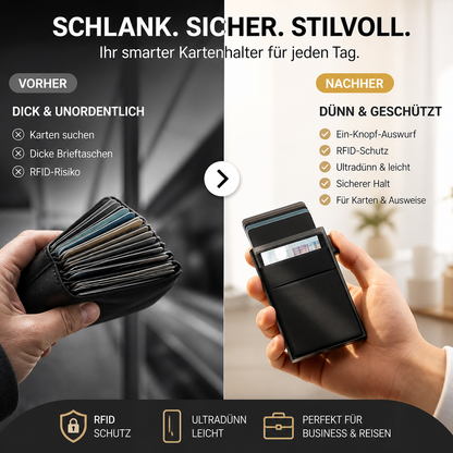 🔥RFID-Kartenetui aus Aluminiumlegierung mit automatischem Auswurf Schutz vor unbefugter Nutzung und Entmagnetisierung