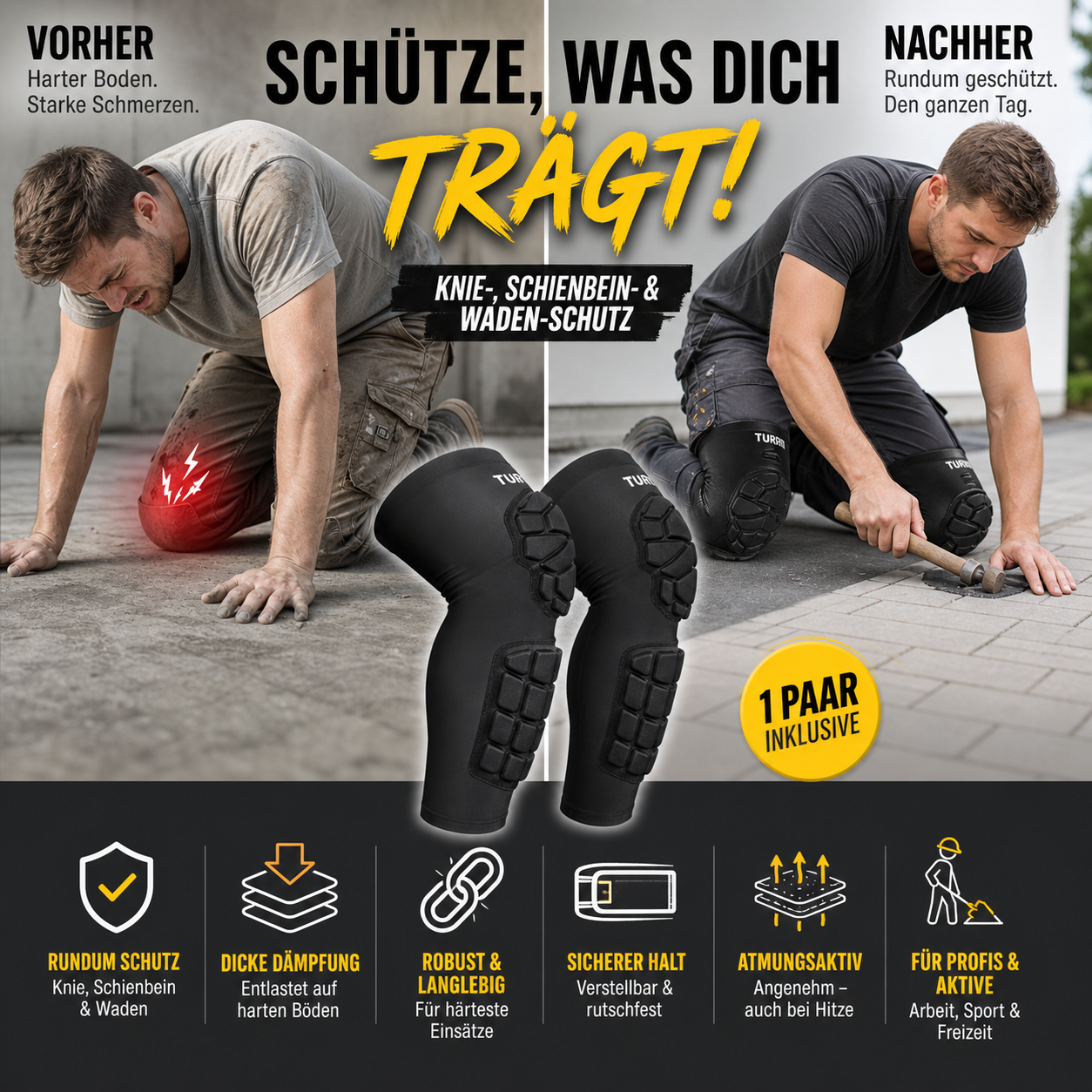 Stoßfeste Knieschoner für Sport