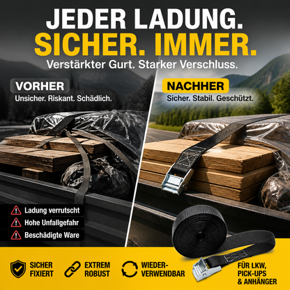 🚚 Spanngurt mit Zinklegierungs-Druckverschluss zur Ladungssicherung