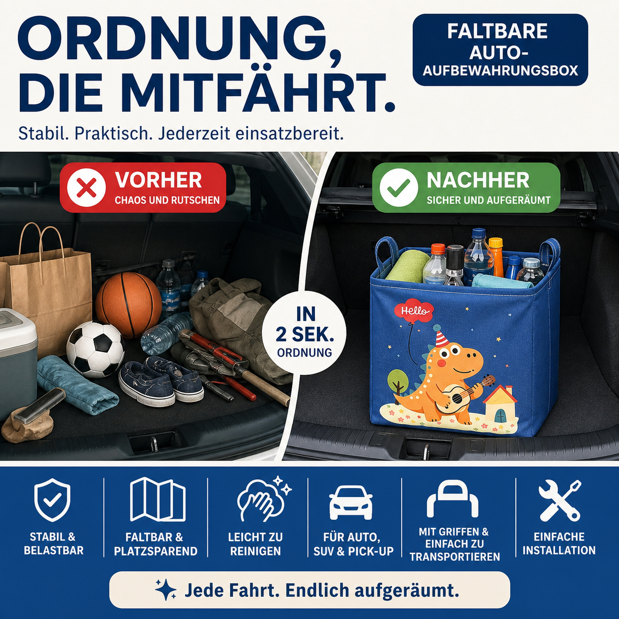 🚗 Kofferraum‑Aufbewahrungskorb