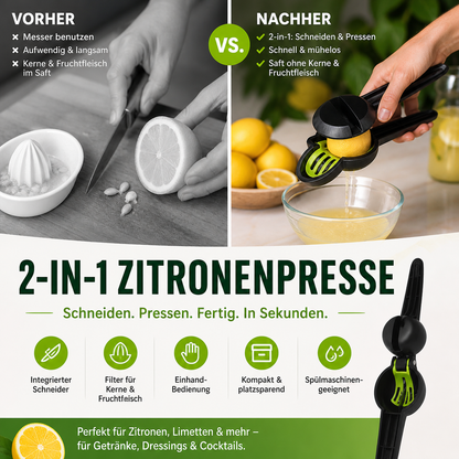 Zitronenpresse mit Schneidevorrichtung