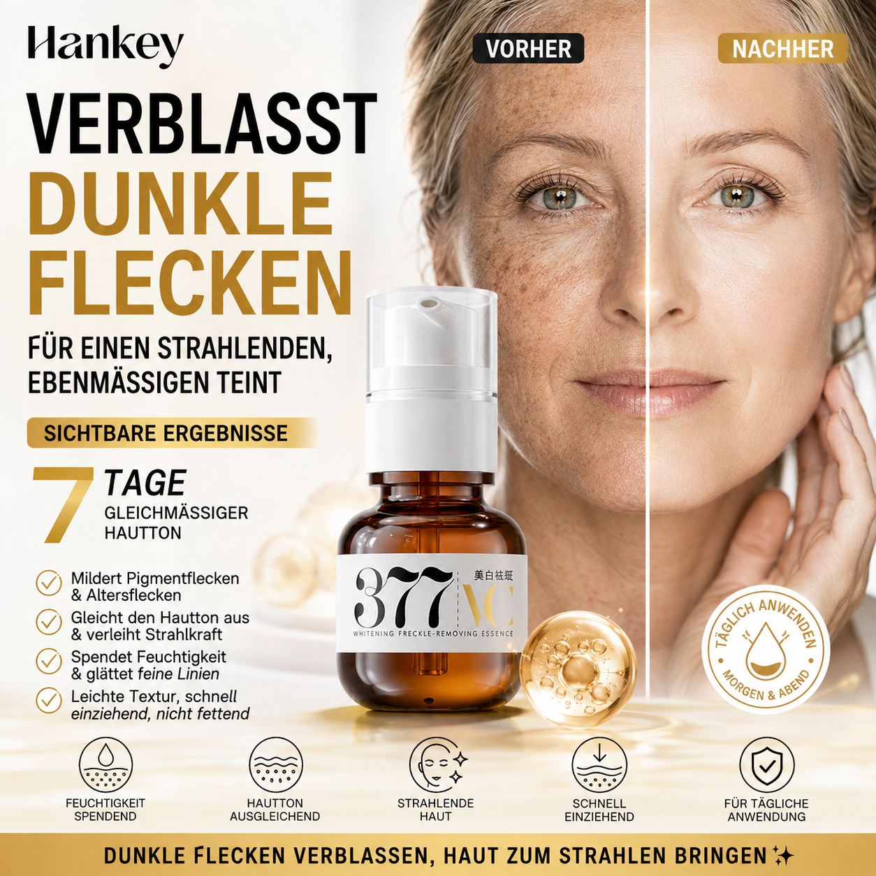 377 Essenz zur Hautaufhellung und zum Verblassen von Pigmentflecken
