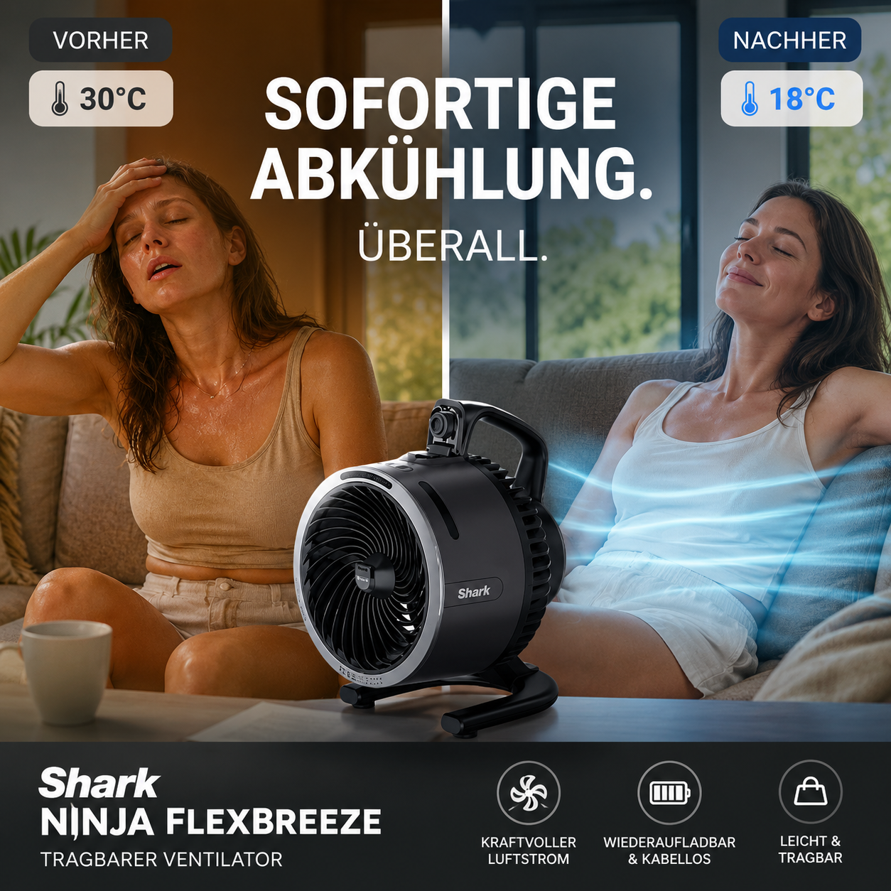 🌀Shark Flex Breeze HydroGo Ventilator mit Sprühnebel