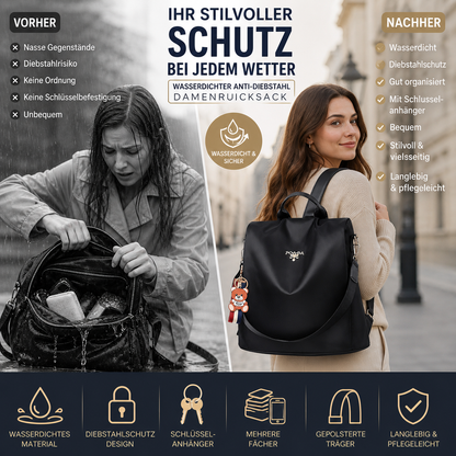 Wasserdichter Rucksack für Damen mit Schlüsselanhänger und Diebstahlschutz