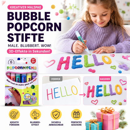 🥳HEISSER SALE 2026🥳💞50.000+ VERKAUFT!🎄🎁Magische Popcorn-Stifte mit Blaseneffekt, wärmeaktivierte Popcorn-Stifte, DIY-3D-Kunstmarker für Kinderbastelprojekte