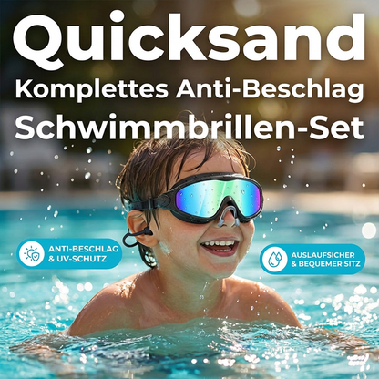 Schwimmbrille für Kinder, 2er-Set – beschlagfreie Schwimmbrille mit Ohrstöpseln, Weitwinkel-Design, bequeme Schwimmbrille aus Silikon für Jungen und Mädchen
