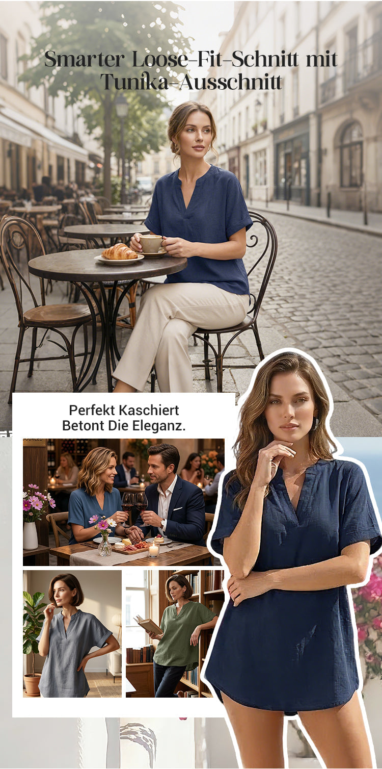 📢📢50 % Rabatt!! ⏰ Modisches lockeres einfarbiges Kurzarm-Oberteil