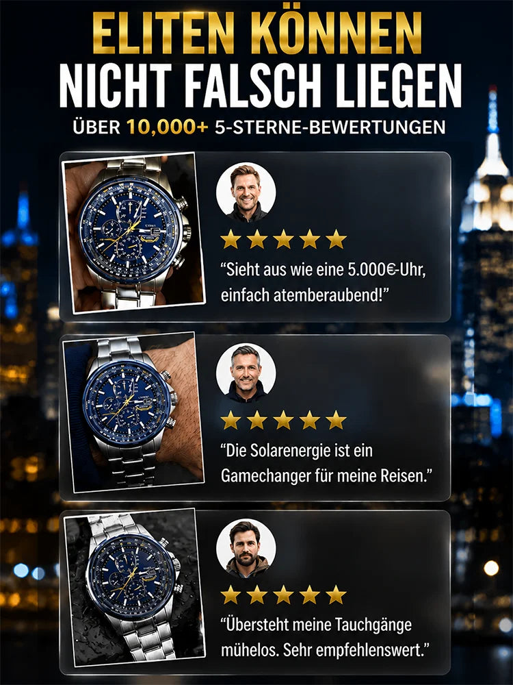 2D Dreiaugen-Sechszeiger-Solar-Fliegeruhr