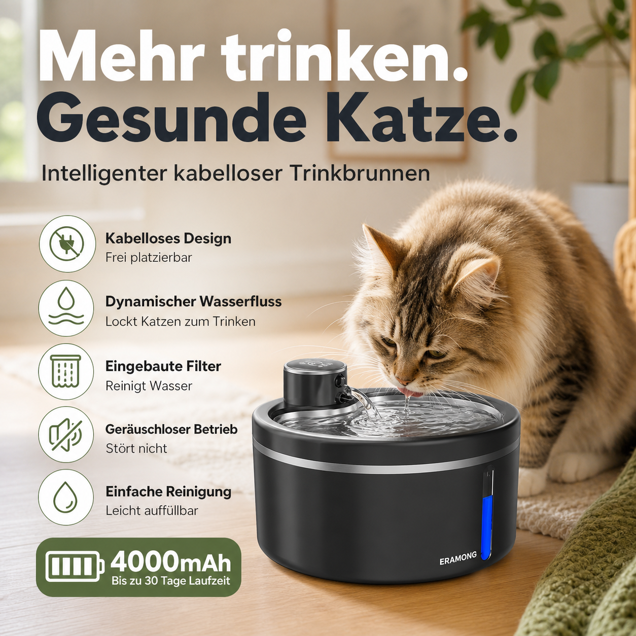 🐱 Edelstahl-Trinkbrunnen für Katzen & Hunde 💧 2,2L Fassungsvermögen, USB-Betrieb & Fließendes Wasser