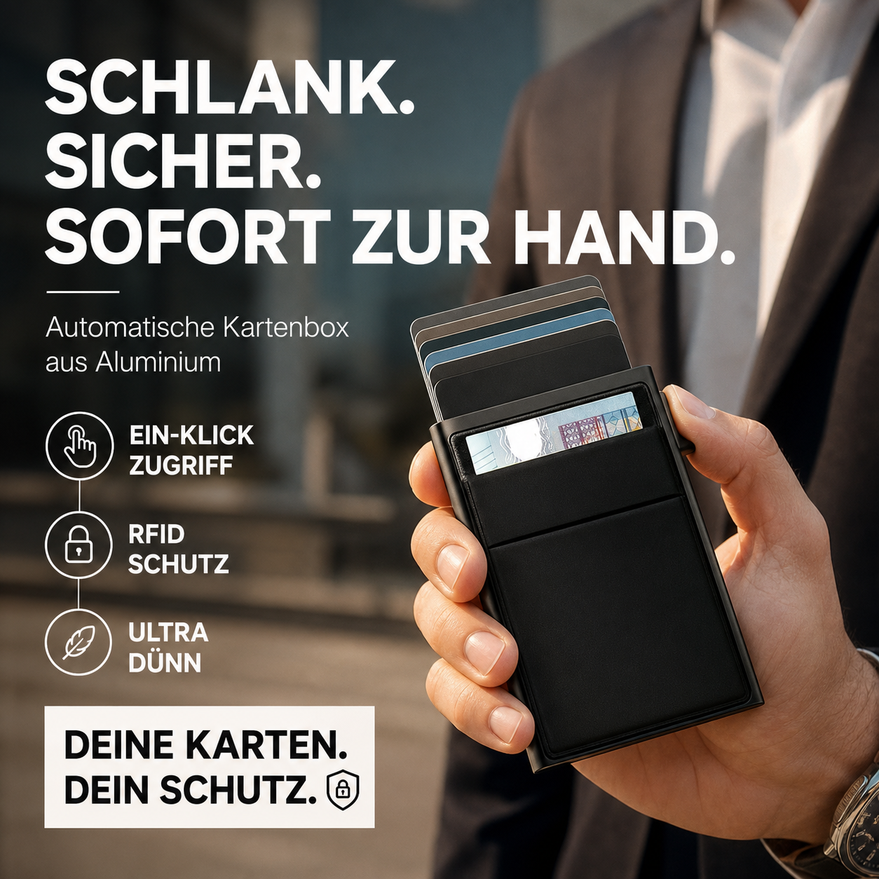 🔥RFID-Kartenetui aus Aluminiumlegierung mit automatischem Auswurf Schutz vor unbefugter Nutzung und Entmagnetisierung