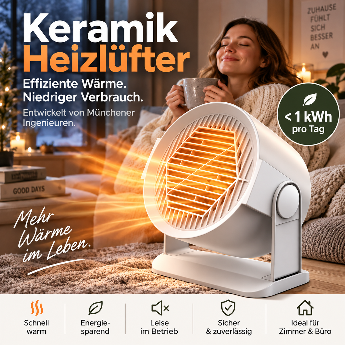 Tragbares Warmluft-Oszillationsgebläse