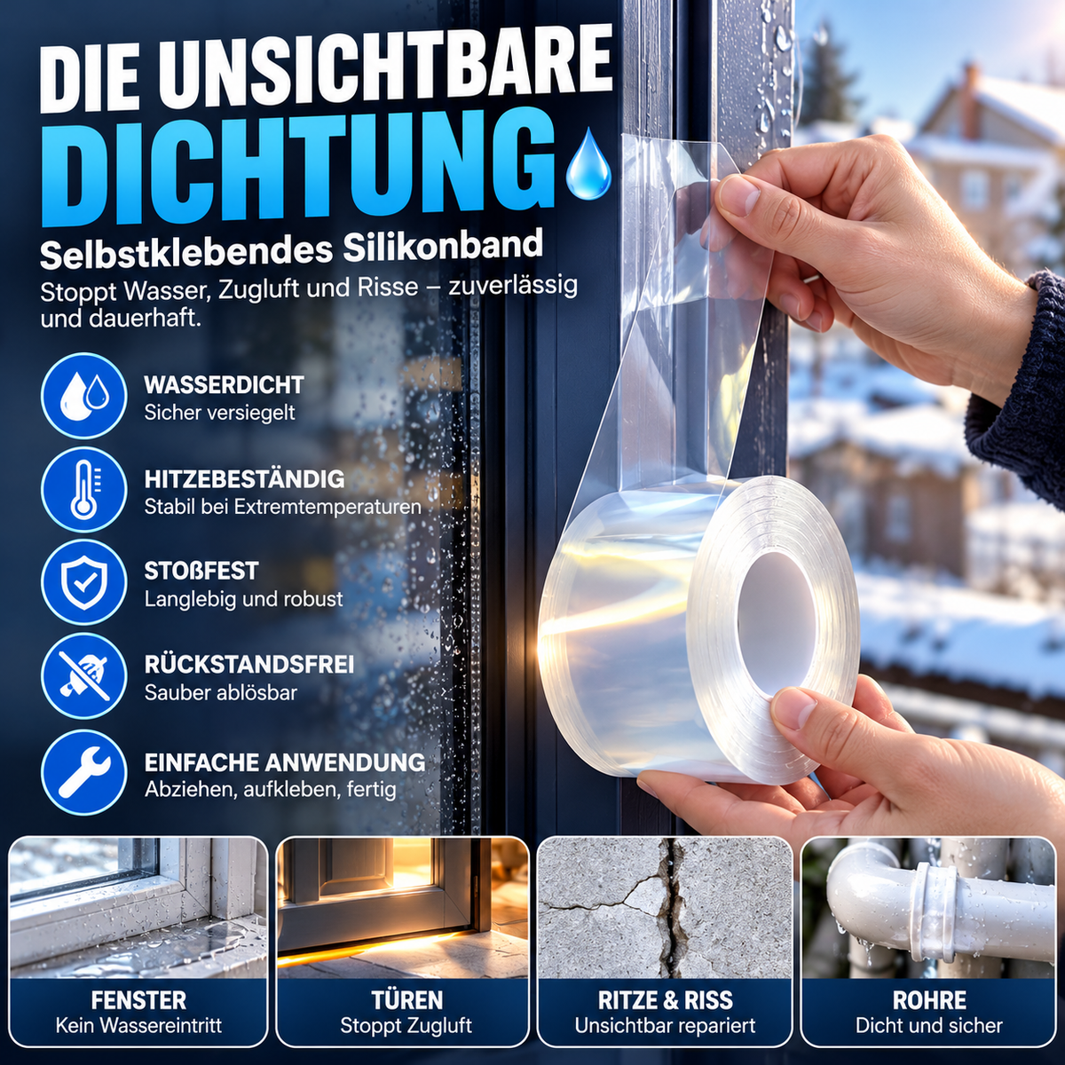 💧Selbstklebendes Silikon-Dichtungsband