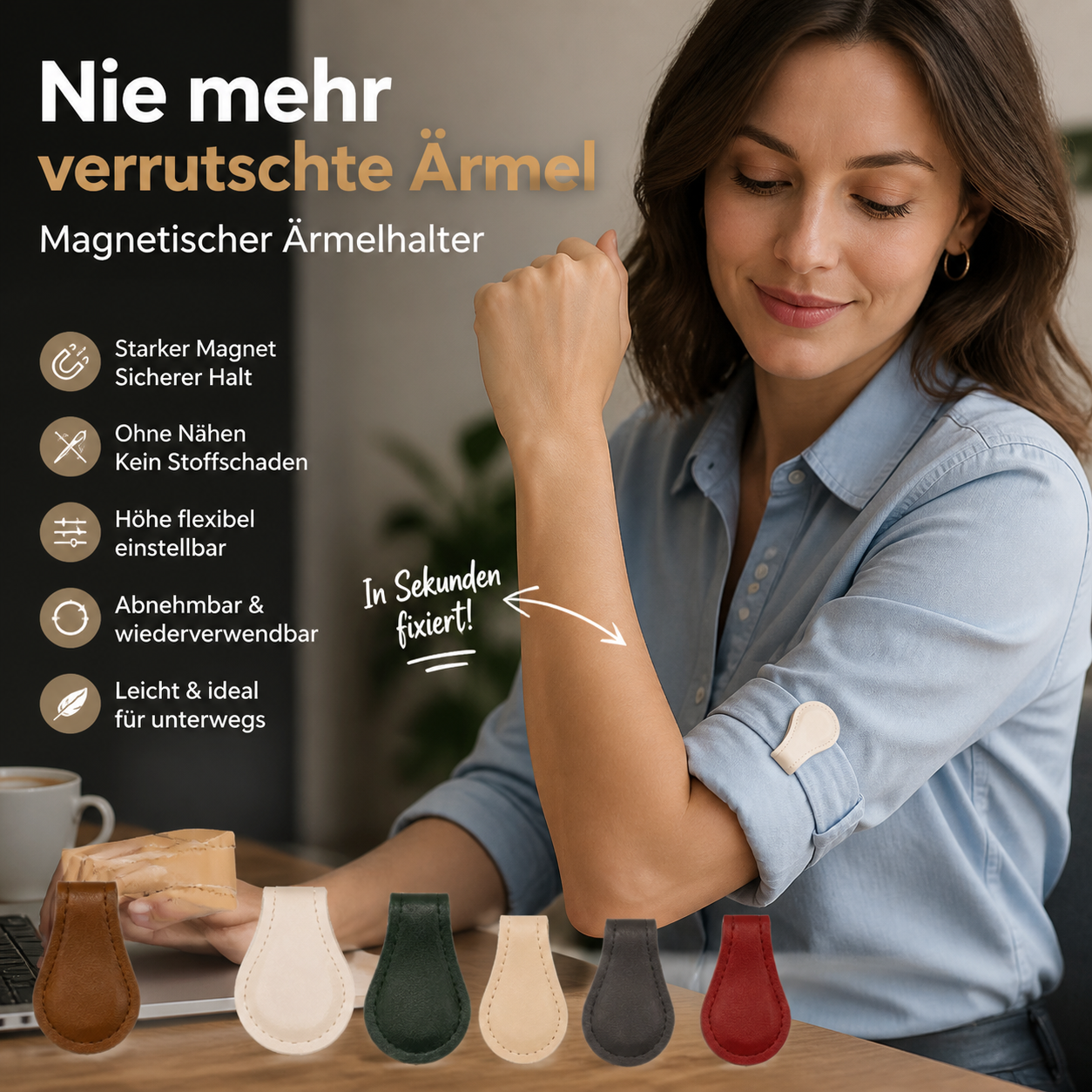 👕 Magnetischer Manschetten-Fixierer, Ärmelverkürzer für Hemden