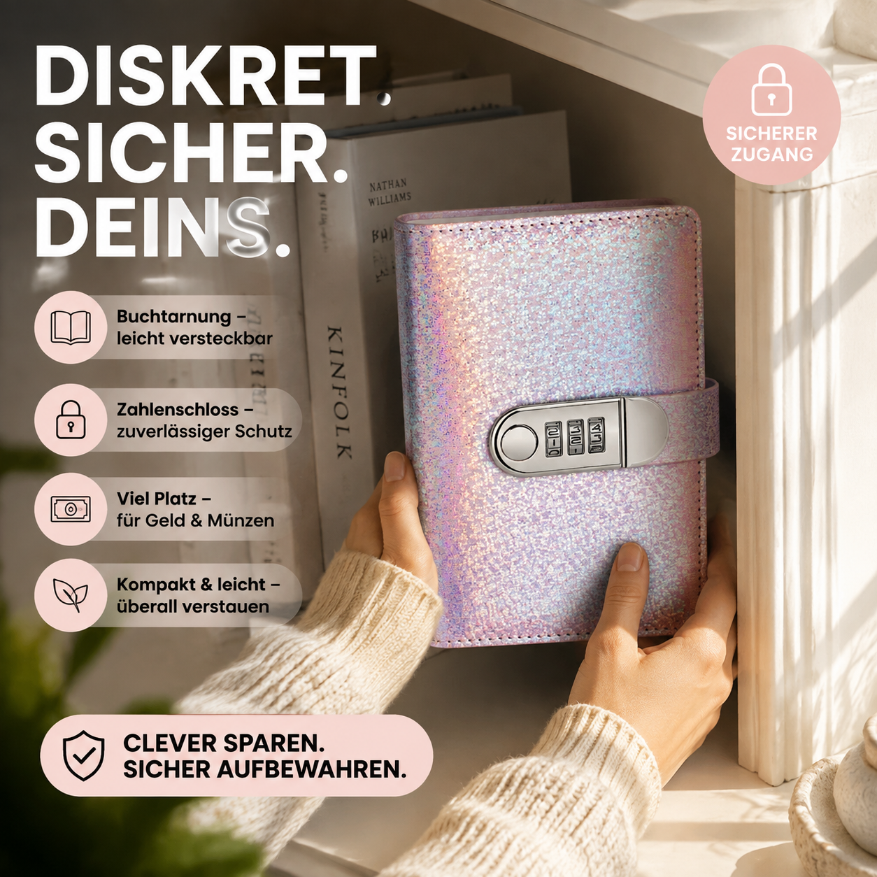 ✨Glitzerndes Sparbuch mit Passwortsperre📒
