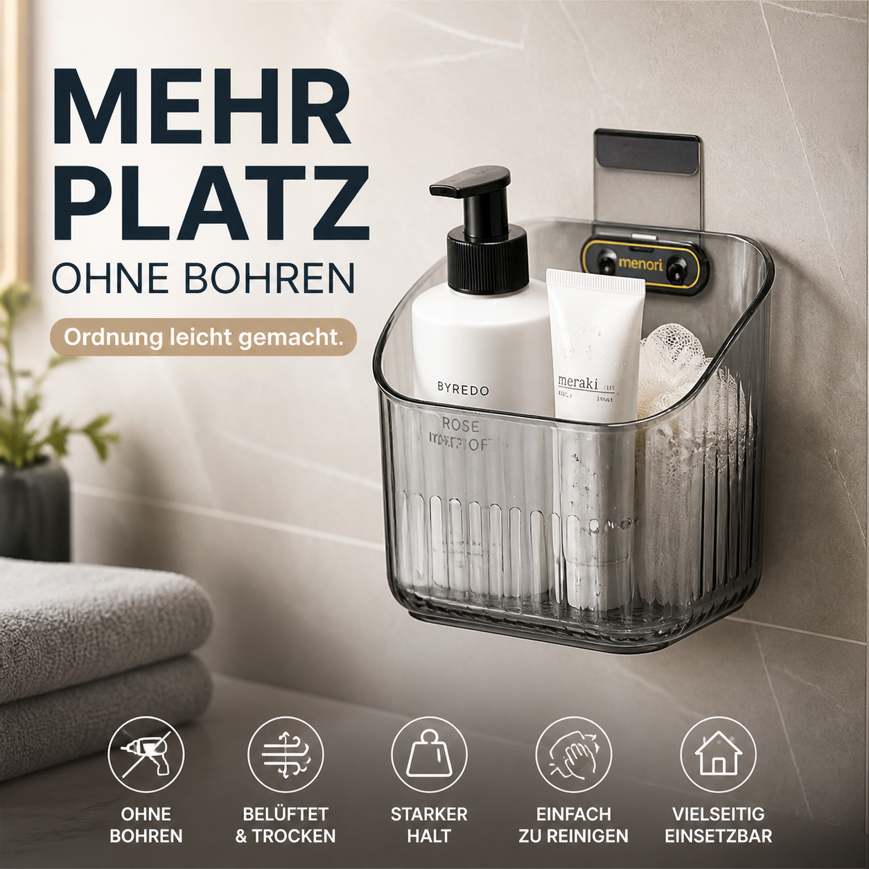 Wandaufhängbarer Aufbewahrungskorb für Küche und Bad