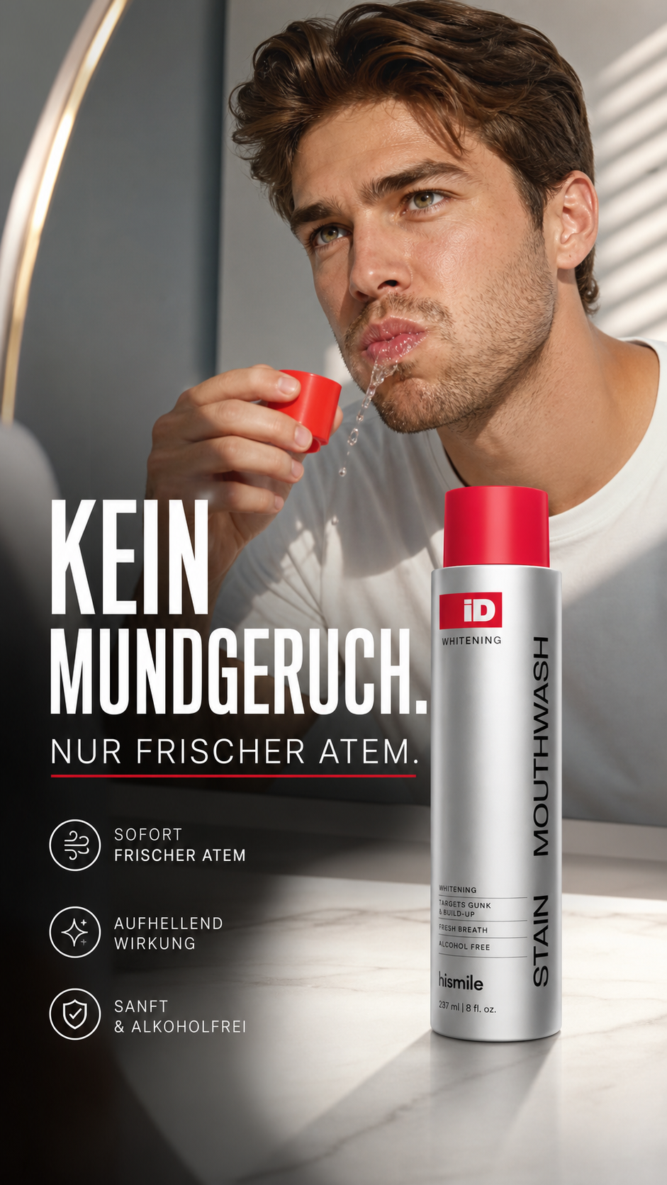 Professionelle Mundspülung zur Fleckenentfernung und Zahnaufhellung