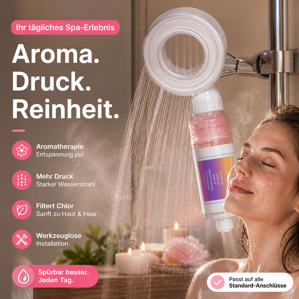 🚿 Duft-Duschkopf mit Druckverstärkung & Wasserfilter