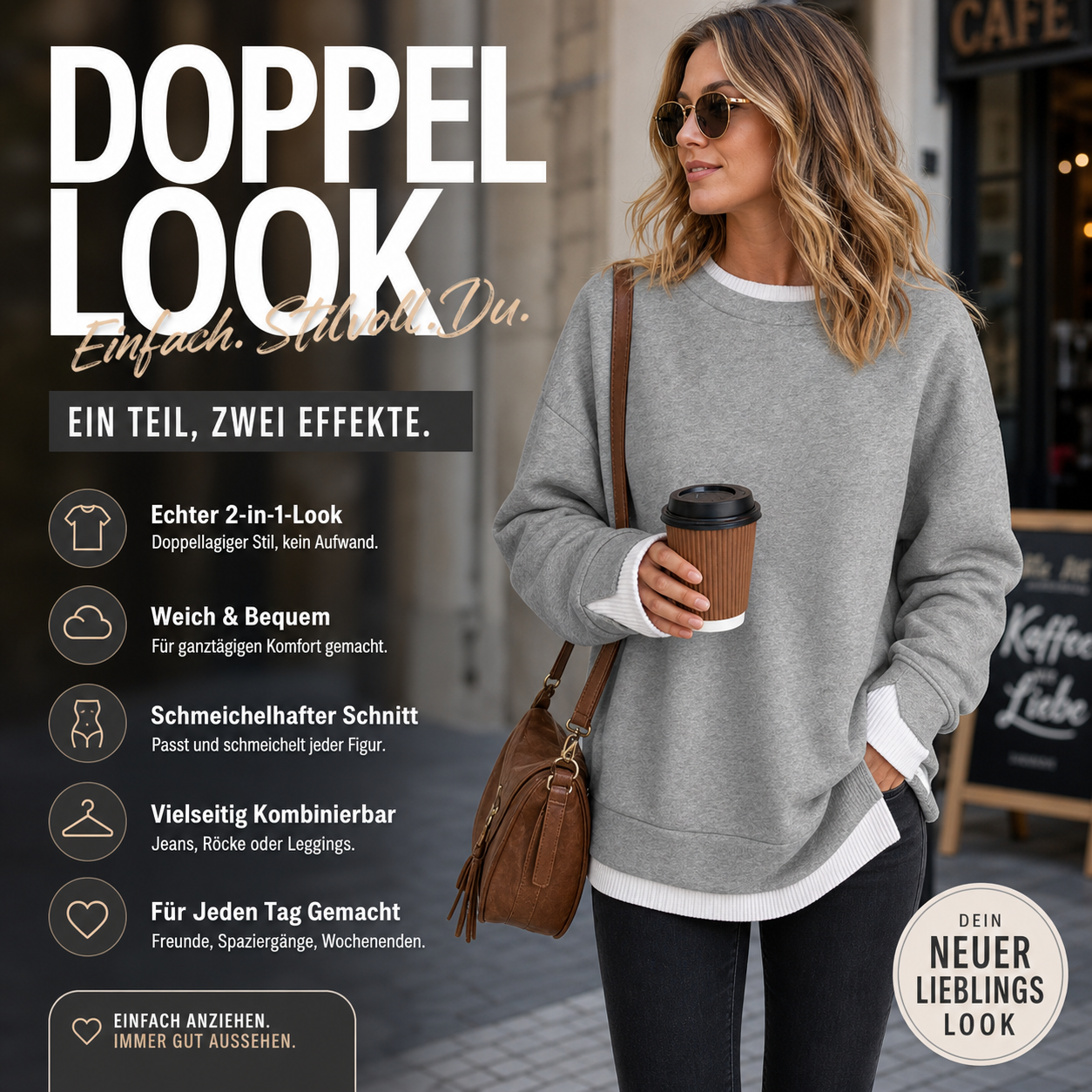✨Zweiteiliges Sweatshirt mit Lagenlook für Damen ✨👍