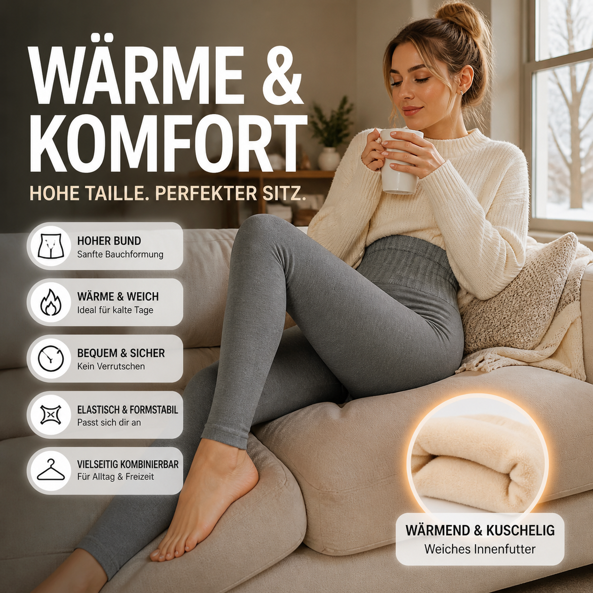 👖 Moderne schlichte warme Leggings