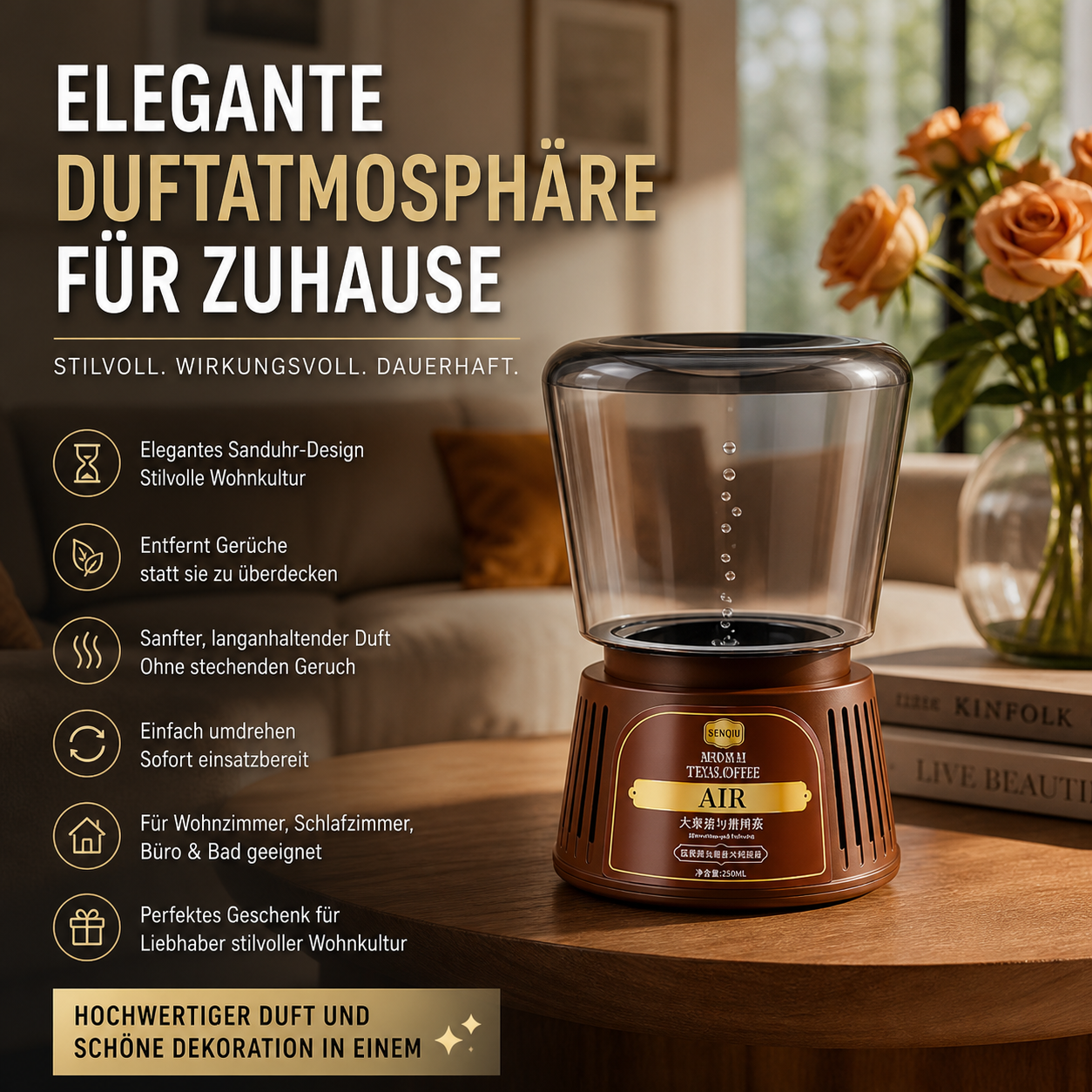 ⏳ Sanduhr-Umkehr-Duftdiffusor – Hochwertiger Raumduft, beseitigt Gerüche & langanhaltend