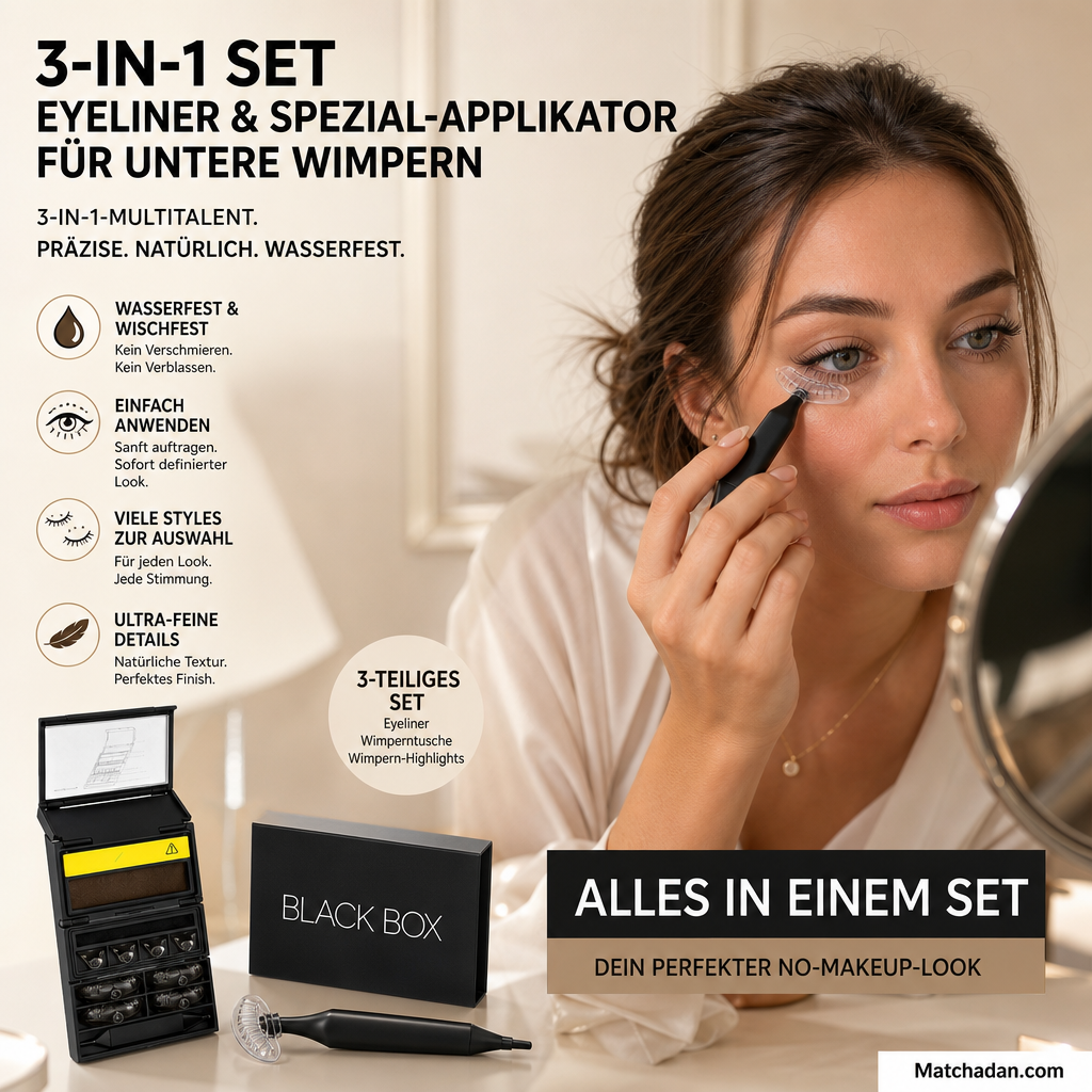 3-in-1-Set: Eyeliner und Applikator für die unteren Wimpern