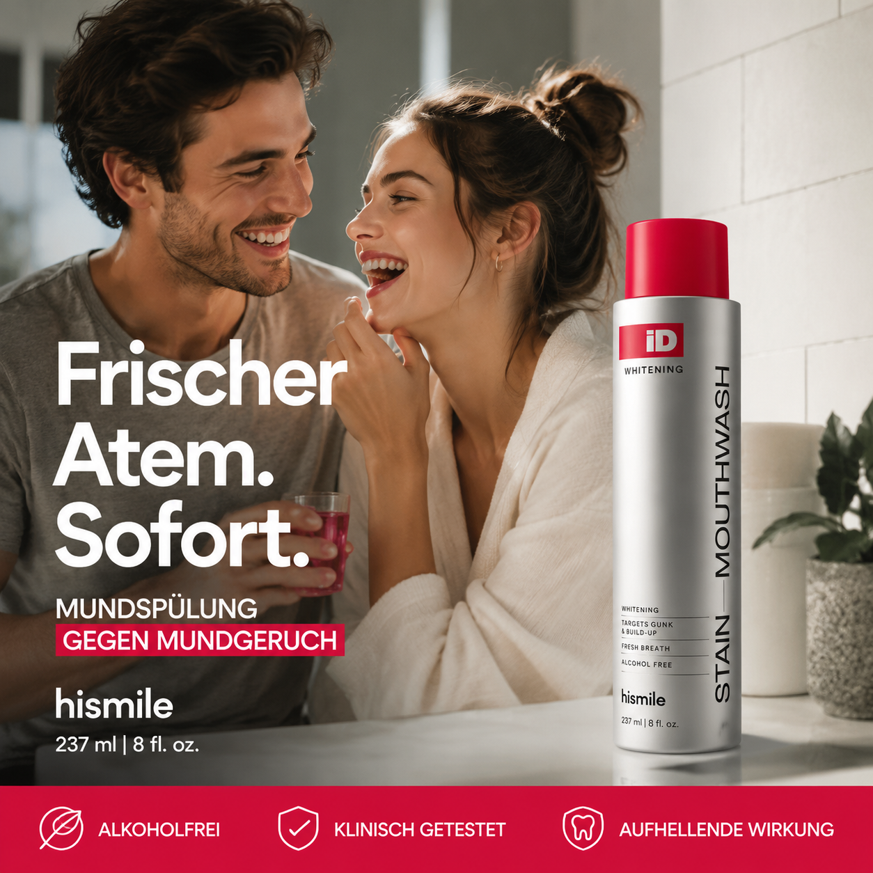 Professionelle Mundspülung zur Fleckenentfernung und Zahnaufhellung