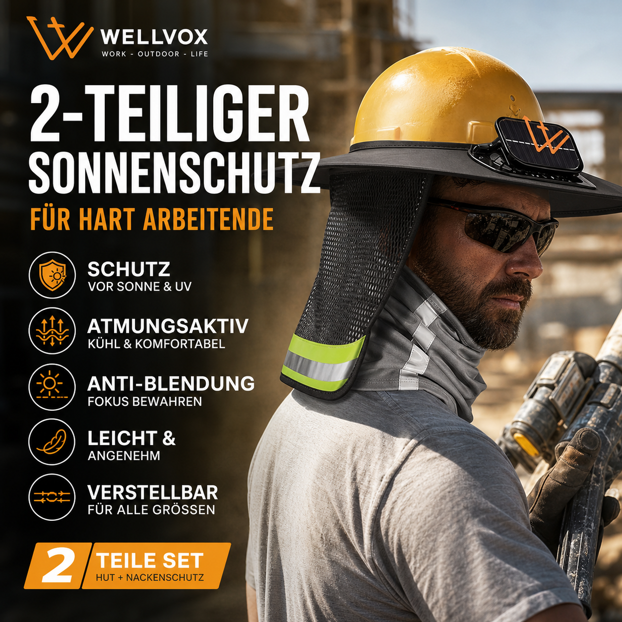 ☀️ 2er-Set Sonnenschutz-Helm mit Nackenschutz