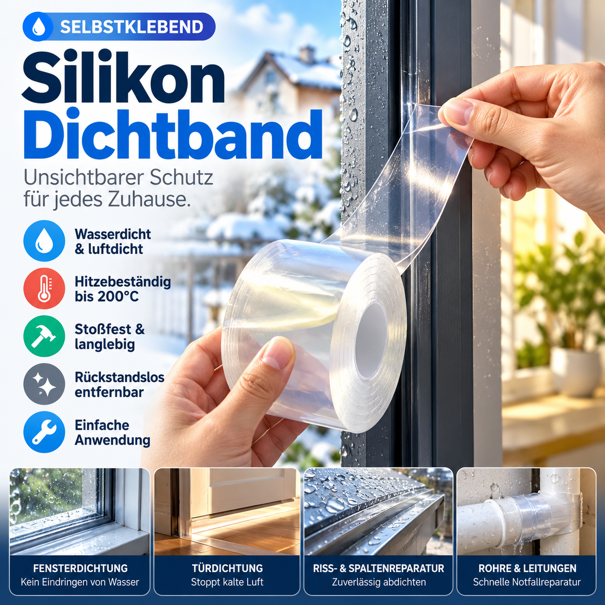 💧Selbstklebendes Silikon-Dichtungsband