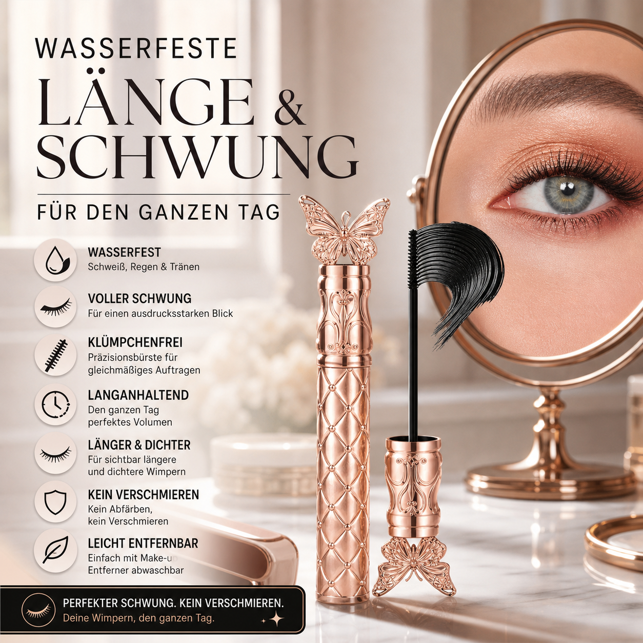 Wasserfeste Mascara für langanhaltenden Schwung