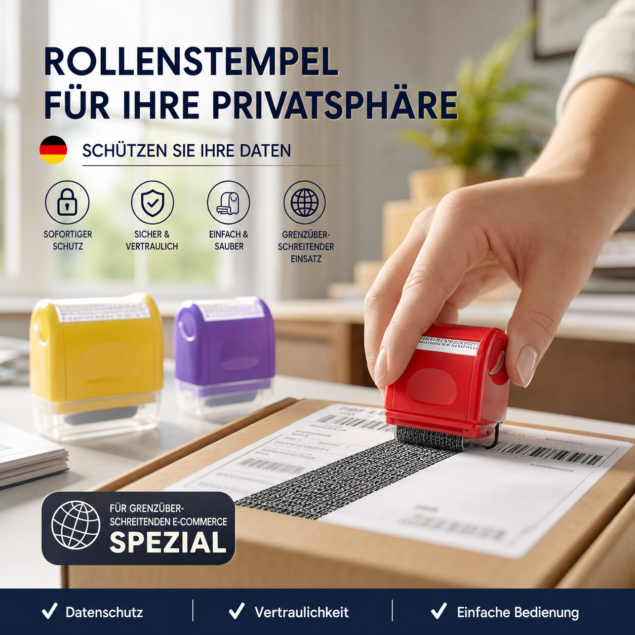 🛡️📄 Rollstempel für Datenschutz – verdeckt persönliche Daten, 100 m Reichweite, jetzt −50%