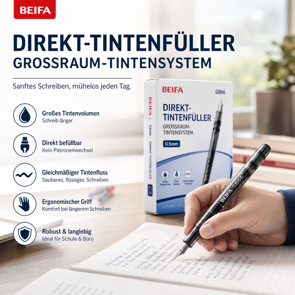 ✍️ Großraum-Direkttintenfüller – ohne Patronenwechsel