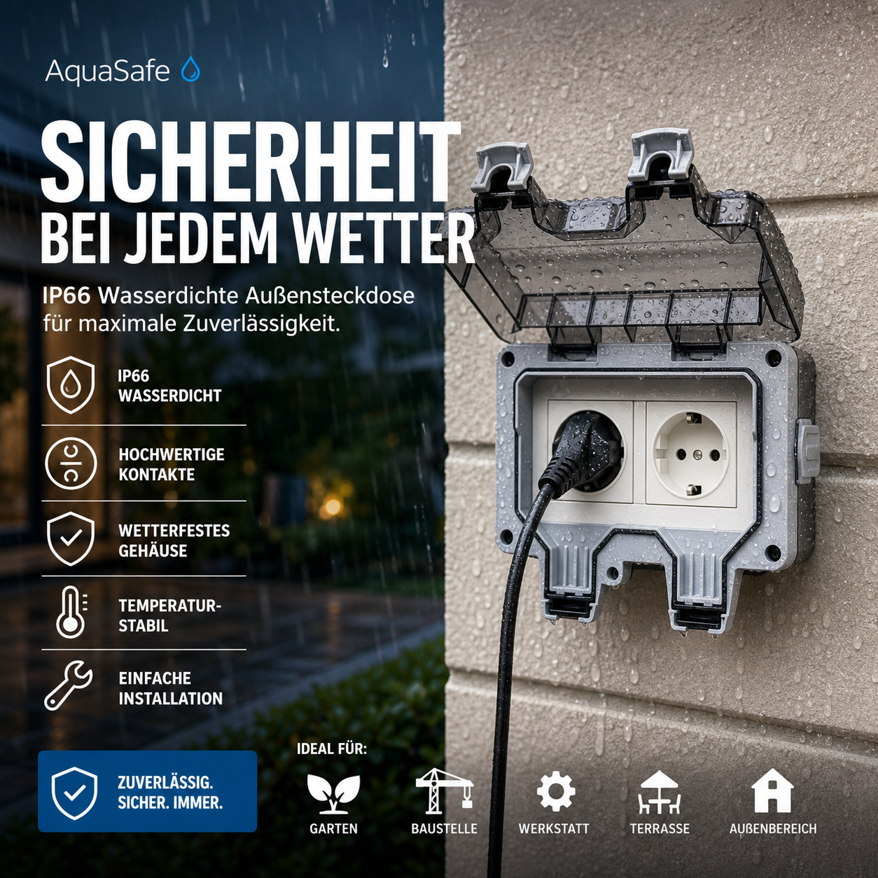 ⚡ Industrie-Steckdose mit IP66-Schutzklasse – absolut wasserdicht, korrosionsbeständig & mit hochwertigen Kontakten aus Kupfer für maximale Sicherheit bei Regen 🌧️