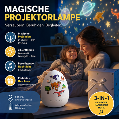 🔥 Heute -50 %! 🦕🦕🥚 Dino-Ei-Nachtlicht-Projektor mit Musik – Timer, 360° drehbar – magisches Kinderzimmer! ✨